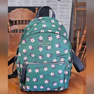 Kate Spade Green and Pink Floral Backpack - New With Tags